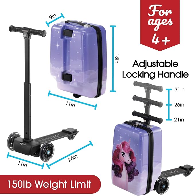 KIDDIETOTES Detachable 4-in-1 Scooter Luggage - Image 6