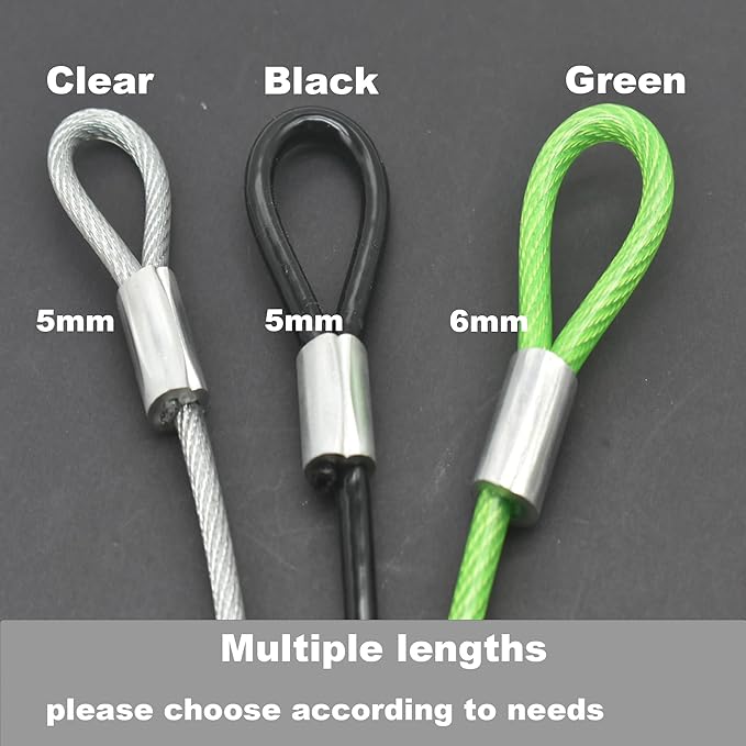 5FT 6mm Stainless Steel Security Cable Lock, Braided Steel Vinyl Coated Safety - Image 3
