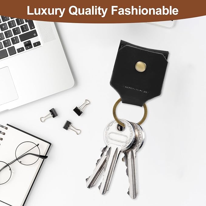 Jack&Chris Genuine Leather SD Card Holder Keychain, Anti-Shock Anti-Dust SD - Image 4
