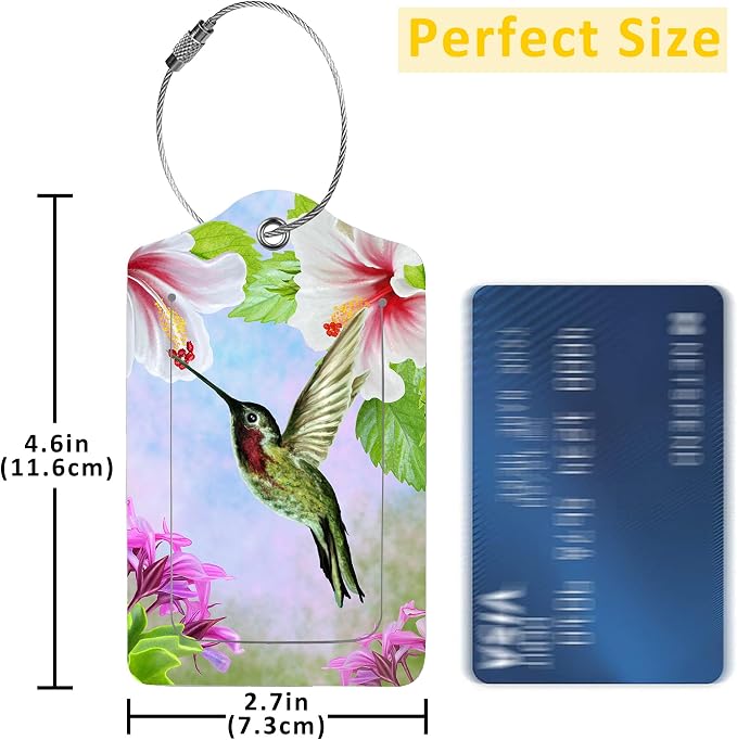 2 Pack Hummingbird with Hibiscus Luggage Tags - Image 2