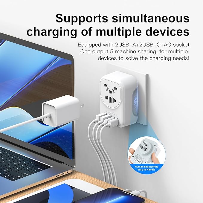 World to US Canada Travel Plug Adapter, Europe/China/Japan/Australia/UK to USA - Image 2