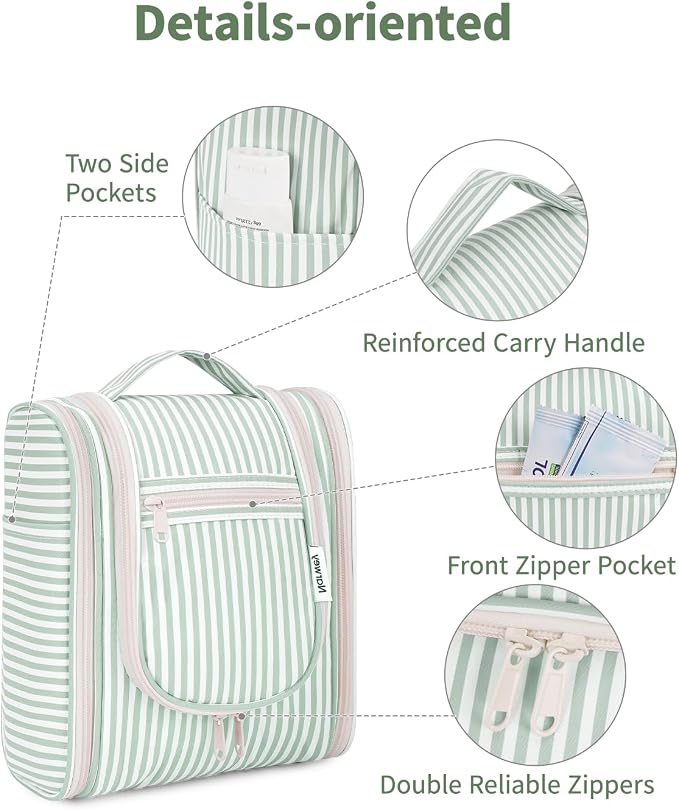 Narwey Small Striped Hanging Travel Toiletry Bag - Image 7