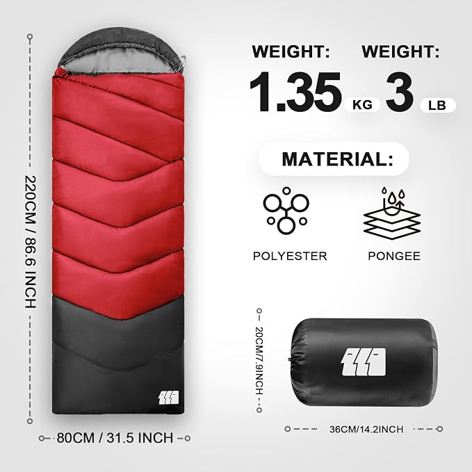 Sleeping Bags for Adults Cold Weather, Waterproof, Lightweight Sleeping Bag for - Image 2