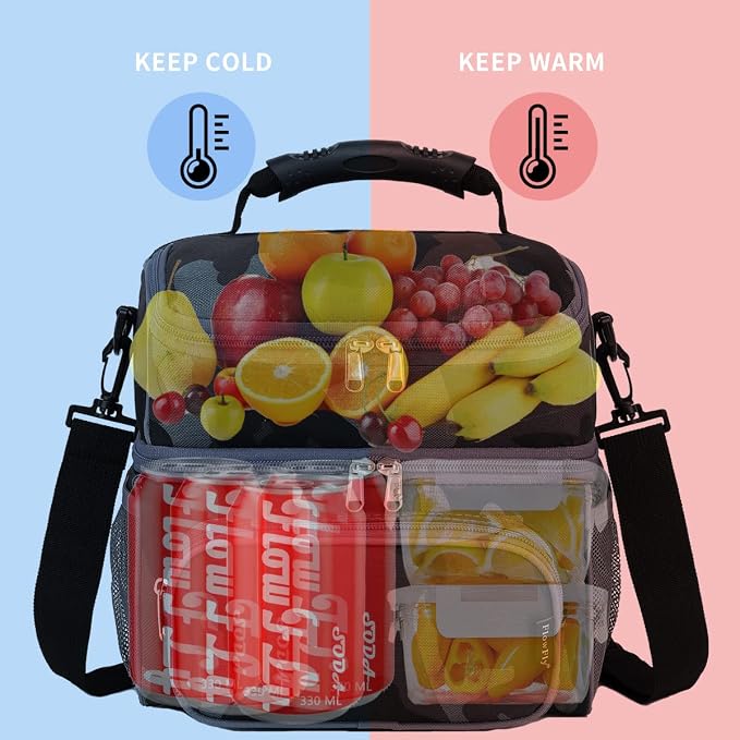 FlowFly Double Layer Cooler Insulated Lunch Bag Adult Lunch Box Large Tote Bag - Image 2