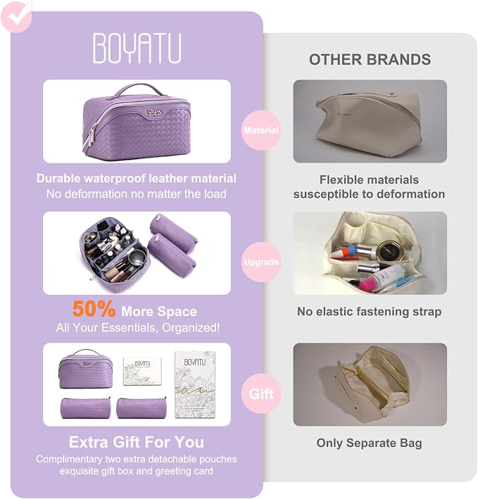 BOYATU Travel Makeup Bag Cosmetic Bags - Image 3