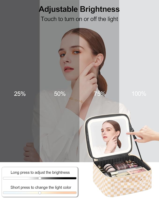 Chomeiu Makeup Bag with LED Mirror, Travel Makeup Case - Image 5