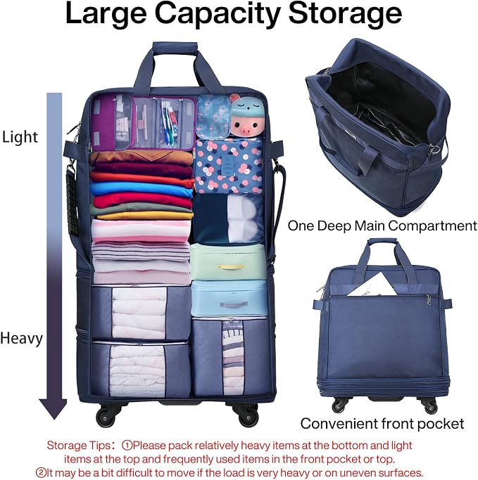 Hanke Suitcases with Wheels Expandable Foldable Luggage Bag Suitcase - Image 5