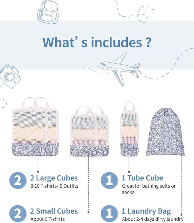 Narwey 6 Set Compression Packing Cubes - Image 3