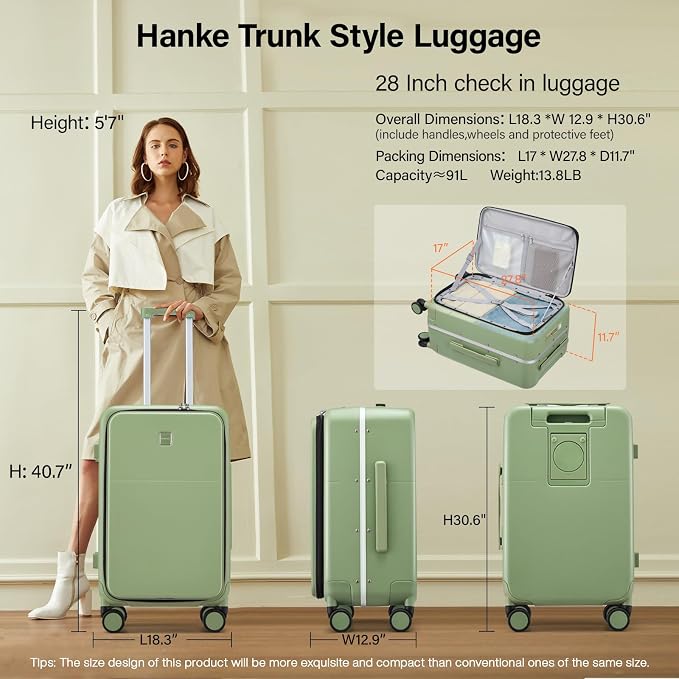 Hanke 28 Inch Luggage with Cup Holder and Charge, Top Opening Hard Shell - Image 2