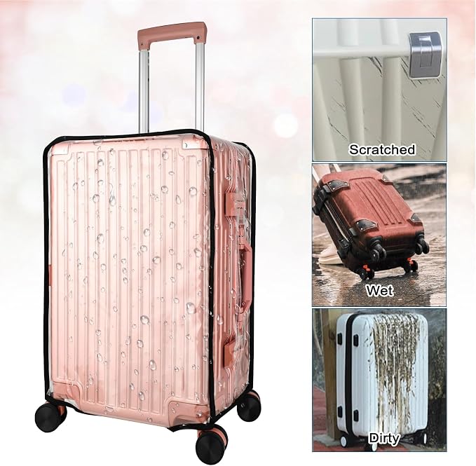 3 Piece Clear PVC Luggage Cover Protector, Waterproof Plastic Suitcase Cover - Image 7