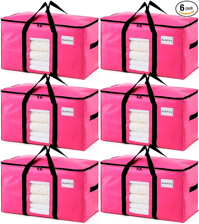 TAILI 6 Pack Pink Extra Large Moving Bags, Heavy Duty Totes by TAILI