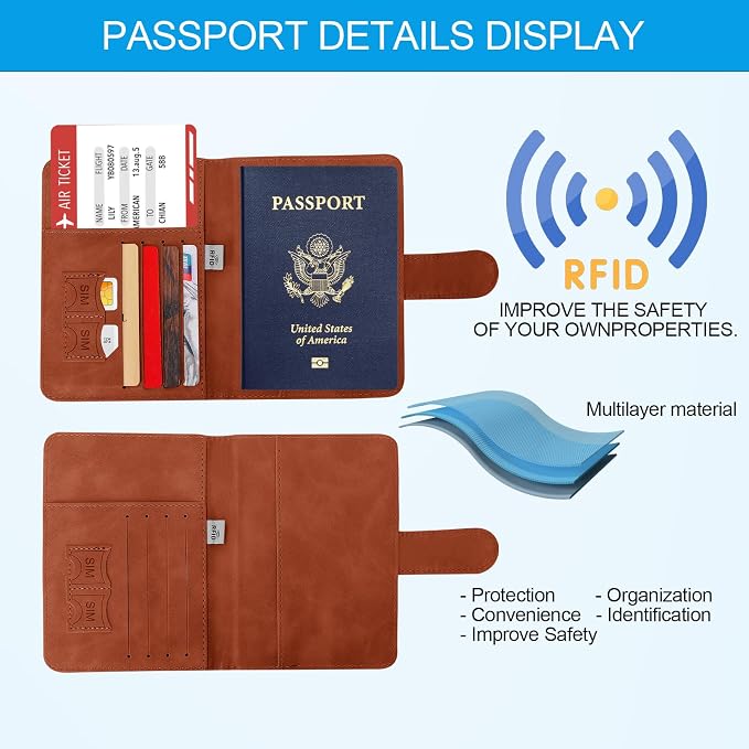 Passport Holders, RFID Blocking Credit Card Holder, PU Leather Passport Holders - Image 3
