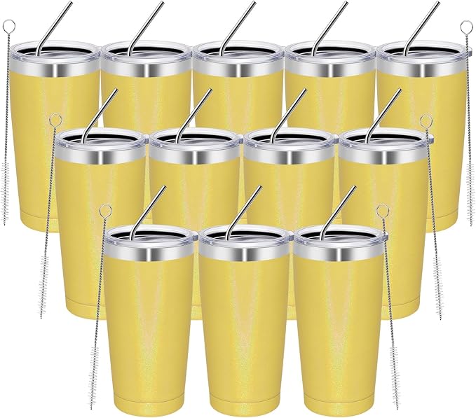 MEWAY 20oz Tumbler 12 Pack Double Wall Vacuum Insulated Travel Glitter Mug Bulk by MEWAY