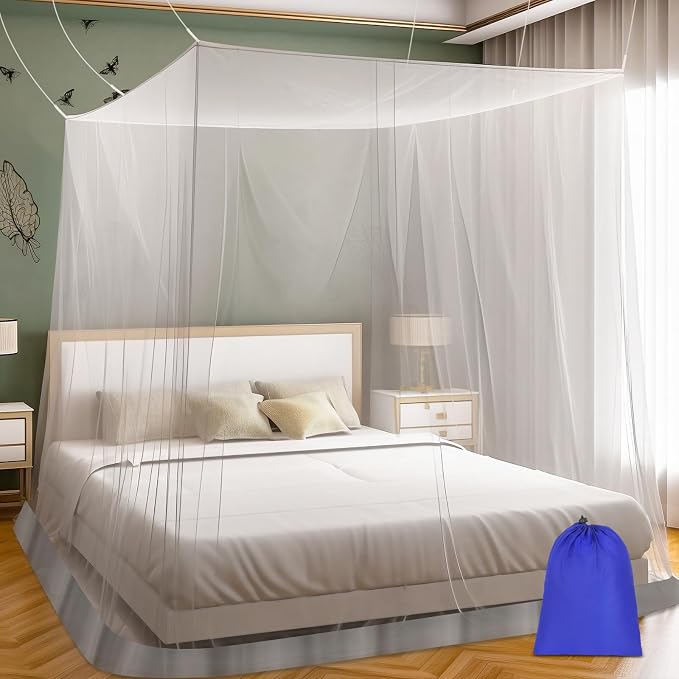 Mosquito Net for Bed, Large White Bed Canopy for Girls, Hanging Bed Net by Sublaga