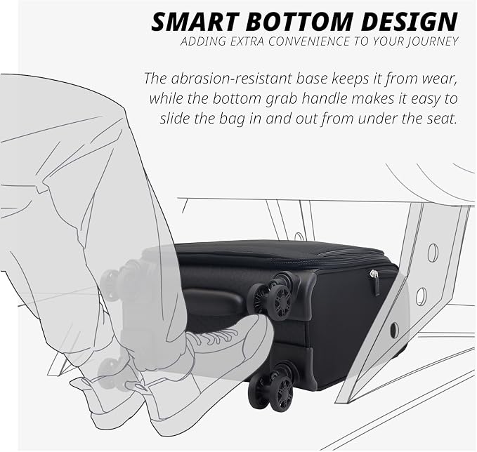 Verage Under Seat Luggage with Wheels, Softside Small Suitcase Spinner Carry On - Image 8