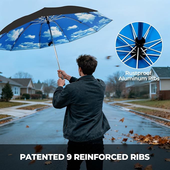 LLanxiry Compact Travel Umbrella, Mini Windproof Umbrellas - Image 3