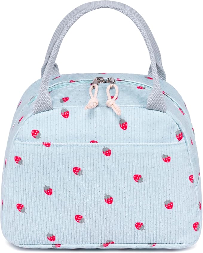 Bluboon Lunch Bag for Women Men Cute Corduroy Lunch Tote Bags Reusable - Image 9
