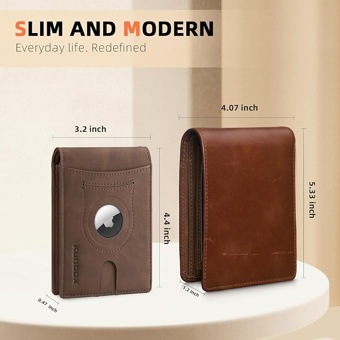RUNBOX AirTag-Wallet-Mens-Slim-RFID Blocking Wallets Leather - Image 4