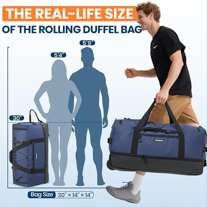 Fanwoli 30'' Rolling Duffel Bag - Image 6