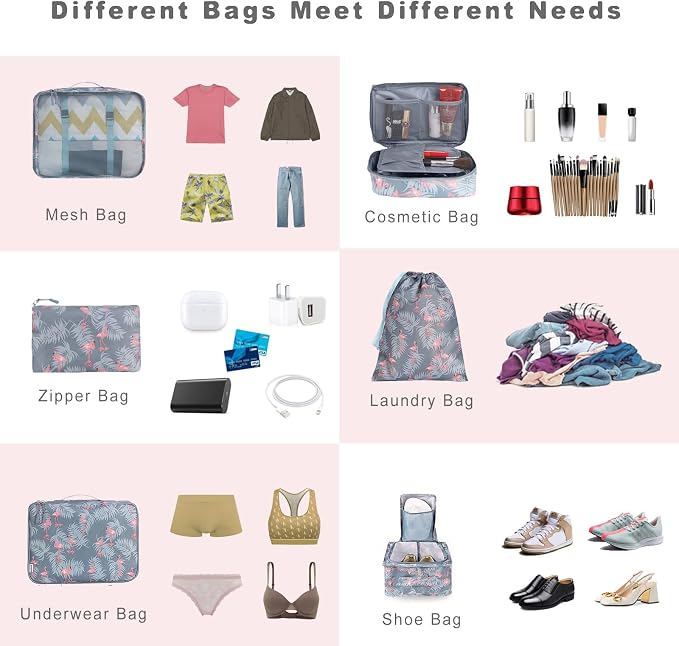 BAGAIL 8 Set Packing Cubes Luggage Packing Organizers - Image 5