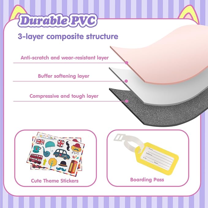 20" Ride-On Travel Suitcase for Kids, Cute Ear Toddler Carry on Luggage - Image 2