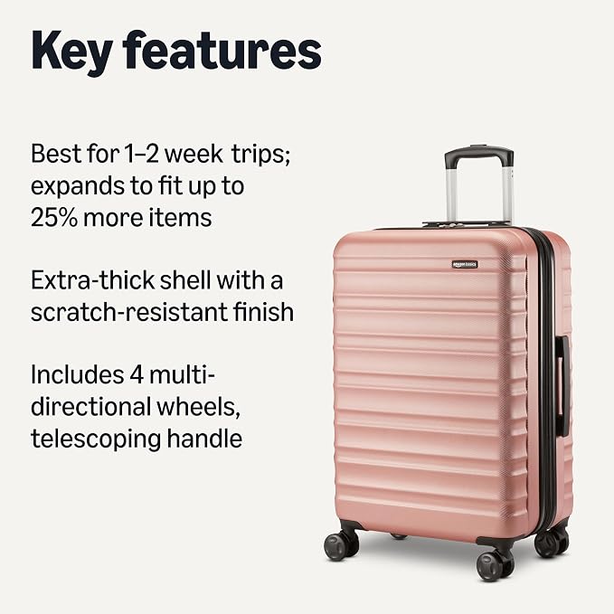 Amazon Basics 26" Hardside Medium Checked Luggage, Hardshell Suitcase - Image 2