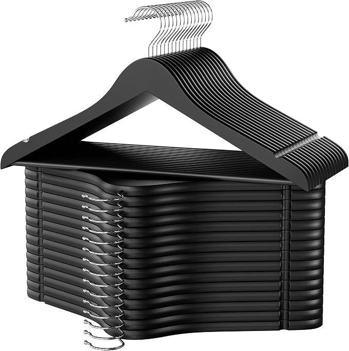 StorageWorks Black Wooden Hangers, 30 Pack Wood Hanger by StorageWorks