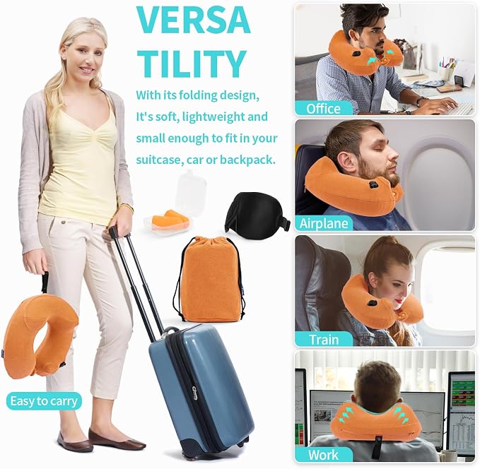 2 Pack Inflatable Travel Neck Pillows - Image 5