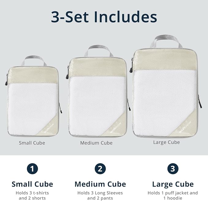 Compression Packing Cubes 3 Set, Compressible Space-Saving Packing Cubes - Image 3