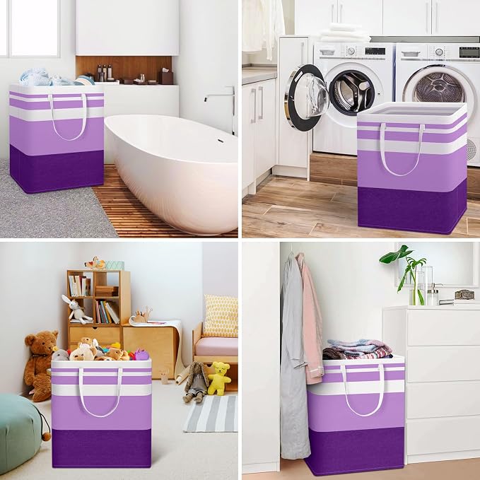 HomeHacks 2 Pack Large Laundry Baskets, Waterproof, Freestanding Laundry Hampers - Image 6