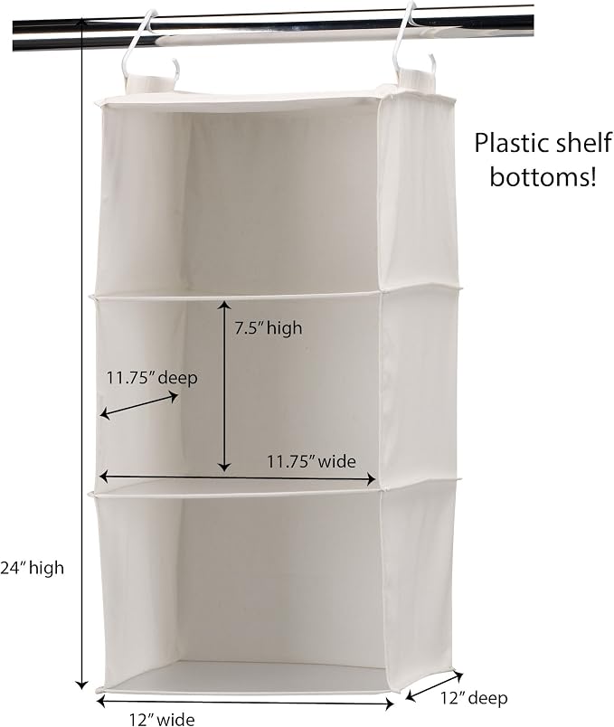 Household Essentials 311342 Hanging Closet Organizer | 3 Pocket Shelves | - Image 3