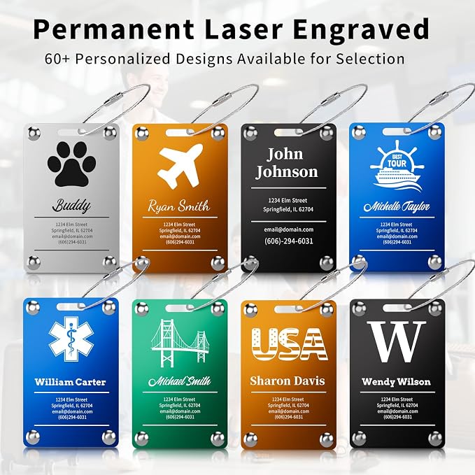 4 Pack Personalized Luggage Tags - Image 3