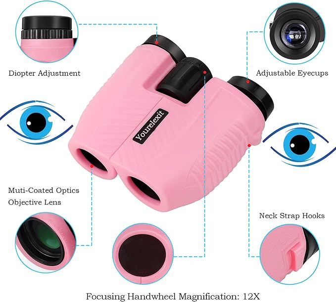 12x25 Compact Binoculars for Adults & Kids, High Powered Lightweight Waterproof - Image 2