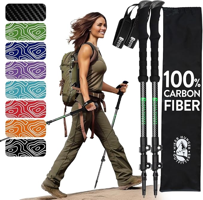 100% Carbon Fiber Trekking Poles by USA Brand by HikerHungerOutfitters