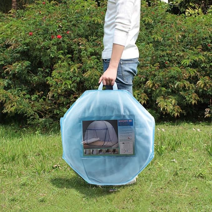 Pop-up Mosquito net Double Bed, L75xW47xH55in, Double Door Zip Portable Tent - Image 5