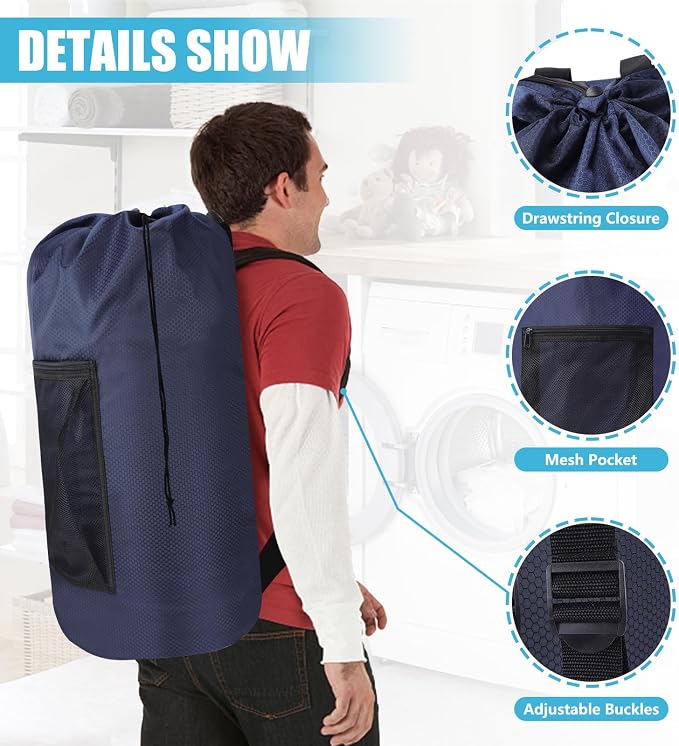 Portable with Adjustable Shoulder Straps Travel Dirty Laundry Bag, with - Image 4
