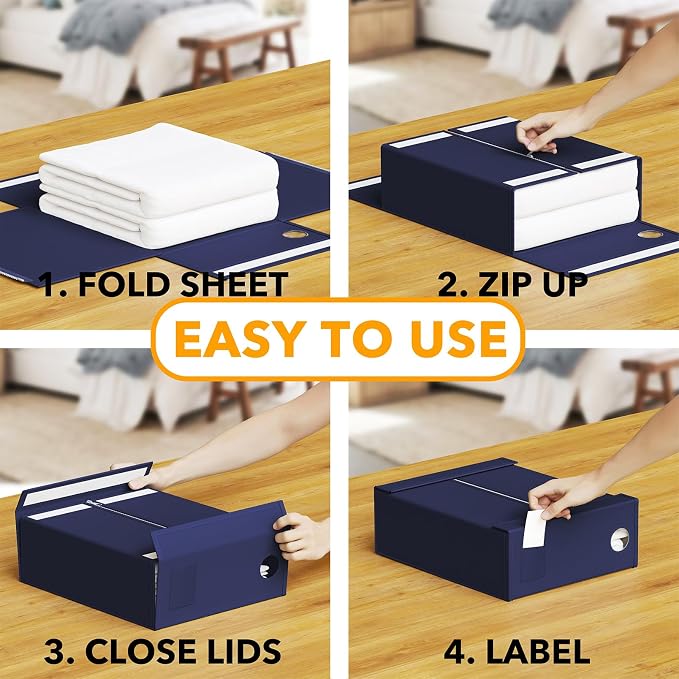 SpaceAid 12 Pack Bed Sheet Organizers and Storage, Foldable Linen Closet - Image 3