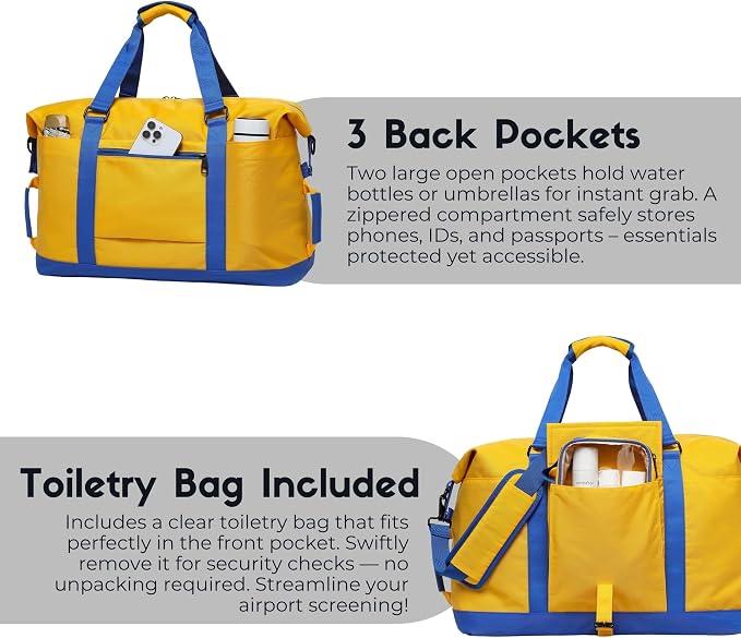 SUNNY BIRD Duffel with Utility Pouch, 40L Weekender Overnight Bag with Shoe - Image 8