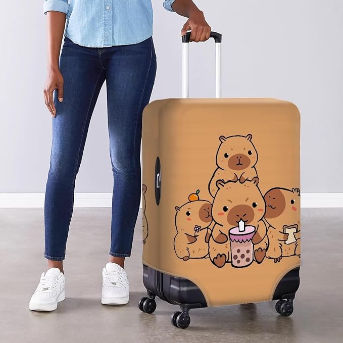 Milk Tea Capybara Luggage Cover Fit 30-32 Inch Universal Thickness Suitcase - Image 4