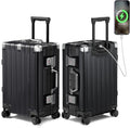 Krute Aluminum Frame Carry On Luggage 20 Inch Zipperless Luggages USB Charger by Krute