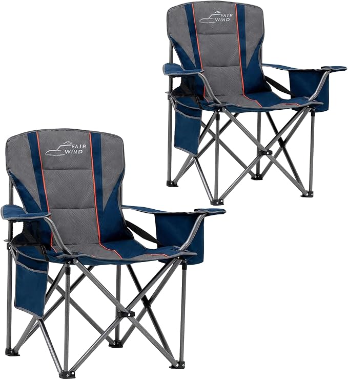 FAIR WIND 2 Pack Oversized Fully Padded Camping Chair by FAIRWINDOutdoorEquipment