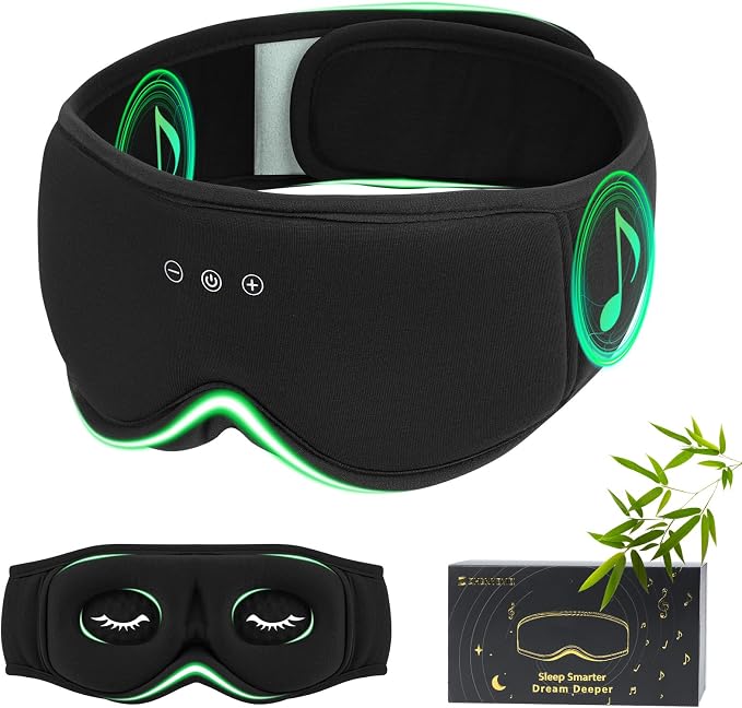 Bamboo Cotton Sleep Mask with Bluetooth Wireless Headphones by RestEasyLiveCalm