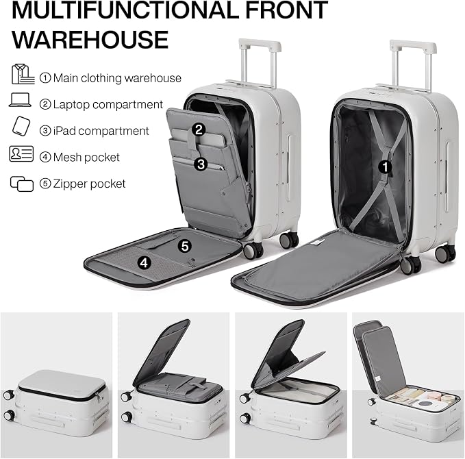 mixi Carry On Luggage, Travel Rolling Luggage Aluminum Frame PC Hardside - Image 4
