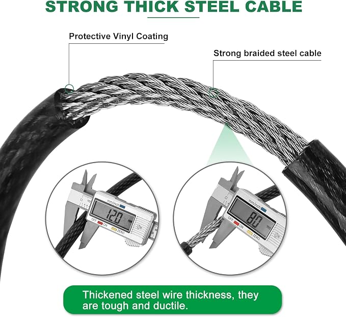 10 ft x 1/2" Heavy Duty Cut-Proof Security Cable | Flexible Vinyl-Coated - Image 3