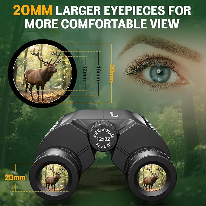 12x32 Compact Binoculars for Adults Kids - Image 3