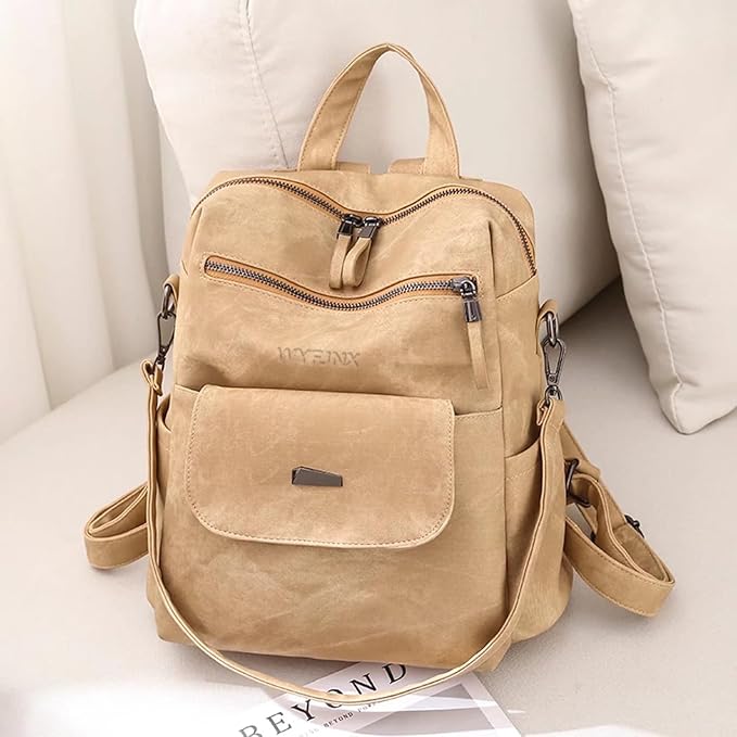 PU Leather Backpack Purse for Women Fashion Multipurpose Design Handbag Ladies - Image 4