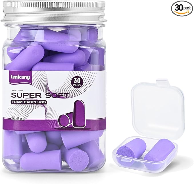 30Pair Soft Foam EarPlugs, 32dB Disposable Sound Blocking Noise Cancelling Ear by Lenicany