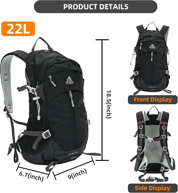 22L Hiking Backpack Lightweight Durable Waterproof Internal Frame Multi-Purpose - Image 6
