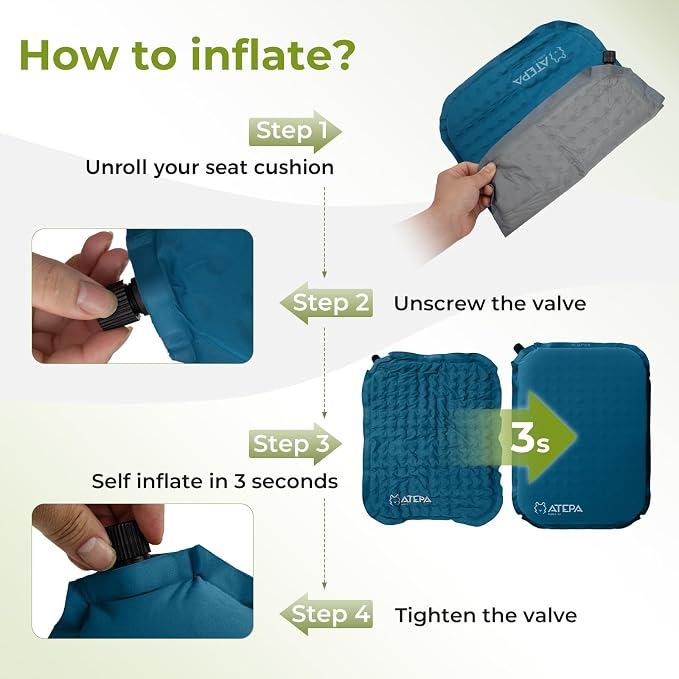 ATEPA Inflatable Stadium Seat Cushion, Self-Inflating Memory Foam Stadium Seats - Image 3