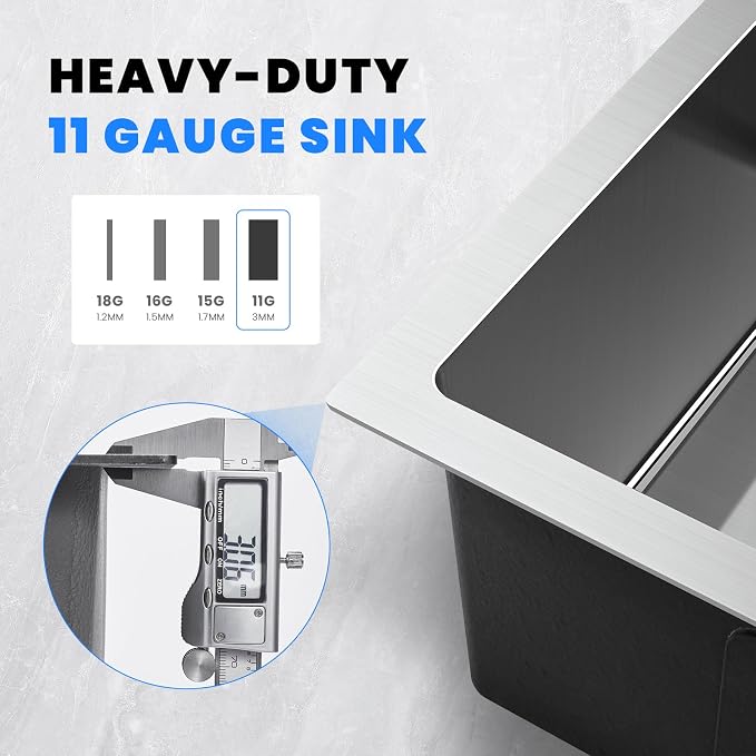 POPFLY 20×16 inch Drop In Kitchen Sink, 18 Gauge Stainless Steel Overmount - Image 3